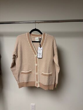 Varley tarran stitch knit cardigan light taupe